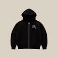 P16 Zip Up in black, front, with the 16 mark on the chest